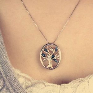 Sterling Silver, 14k Family Tree Necklace.